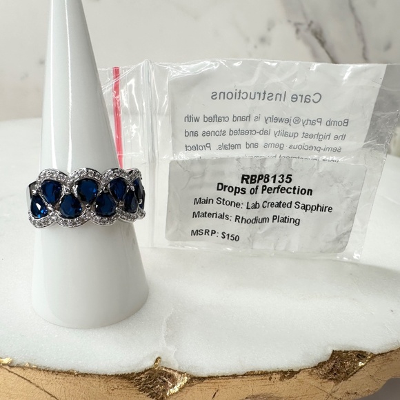 Bomb Party September Drops Of Perfection Sapphire Ring RBP8135 Size 9 NWT - Picture 6 of 6
